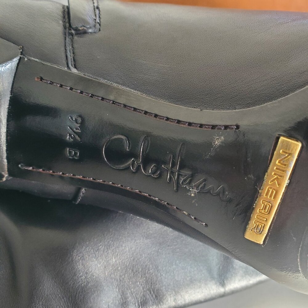Stunning Cole Haan NikeAir Black Leather Kitten Heel Boots Needs Sole Repair 9.5 - Picture 9 of 13